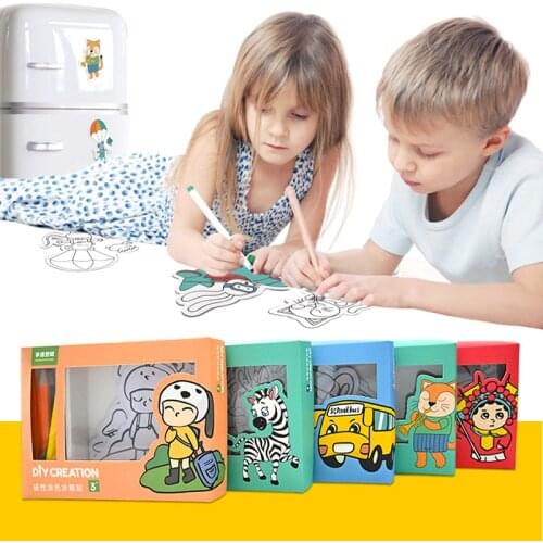 DIY graffiti magnetic refrigerator magnet childrens color depicting magnetic stickers parent-child interactive graffiti