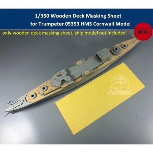 1/350 Scale Wooden Deck Masking Sheet for Trumpeter 05353 HMS Cornwall Battleship Model Kits TMW00032