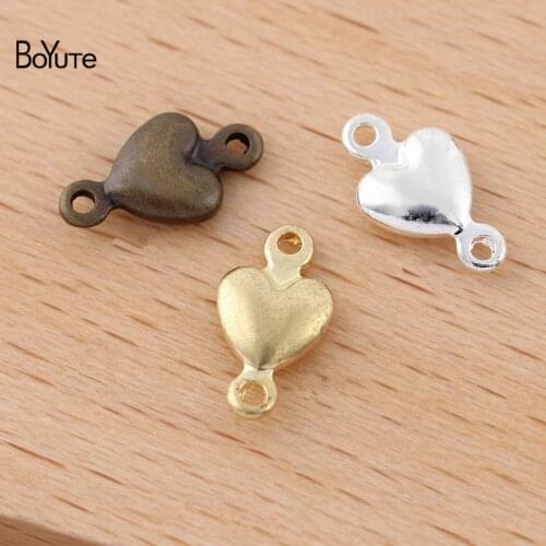 BoYuTe (200 Pieces/Lot) 5MM Metal Brass Heart Connector Charms Jewelry Accessories Diy Handmade Materials Wholesale