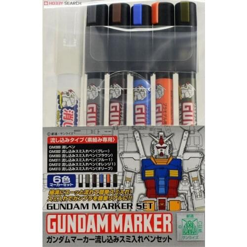GSI Creos Gundam Marker Pouring Inking Pen Set Detail Builders Parts GMS122