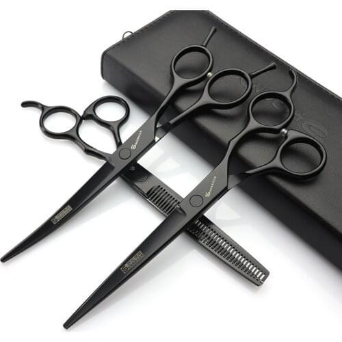 Sharonds 7.0 inch japan hair scissors black barber scissors set hairdressing professional barber set ladies hair scissors tool