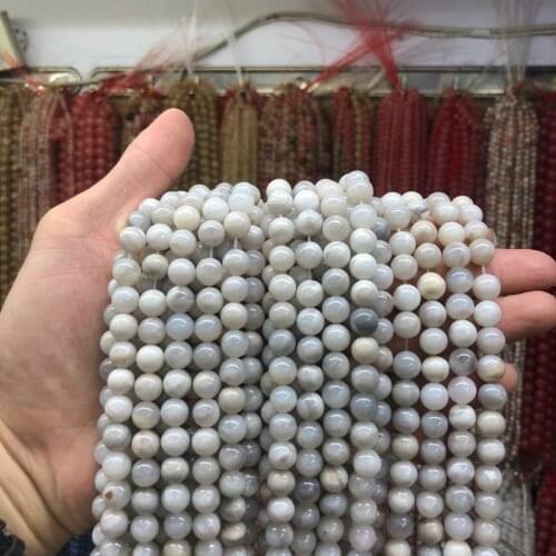 Natural Stone White Crazy Agates Round Loose Beads 4-12mm Pick Size For Jewelry Making DIY Bracelet 15"