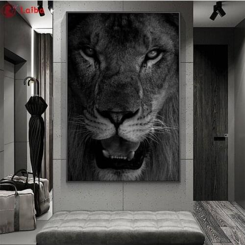 New diamond embroidery mosaic Large Size African Wild Lion Face Art diamond paintings full square round drill stitch cross