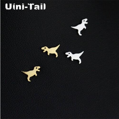 Uini-Tail 2019 new listing 925 sterling silver Jurassic small dinosaur earrings small fresh smooth dinosaur cute mini earrings