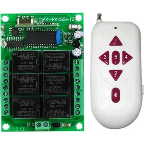 DC 12V 24V 6CH Relay Module 315/433MHz Receiver Wireless Remote Control Switch Motor Controller For Light Garage Door Opener