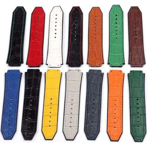 25mm*19mm Natural Rubber Watchband butterfly Buckle Replacement for Hublot for Big Bang Watch Strap band fusion