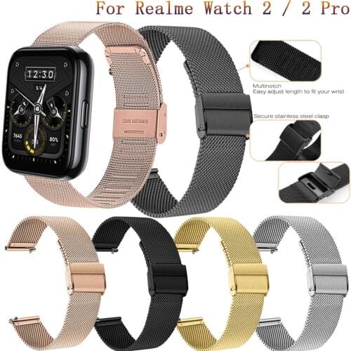 Luxury Milanese Stainless Steel Strap For Realme Watch 2/2 pro Smart Watch Band Bracelet For Realme Watch S/Pro Wristband Correa