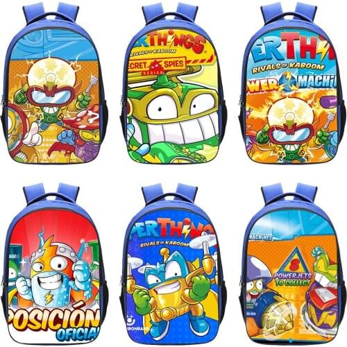 Super Things Cartoon Backpack Mochila Korean Backpacks Women Bagpack Fashion Bookbag 16.5inch Men Travel Knapsack School Bags