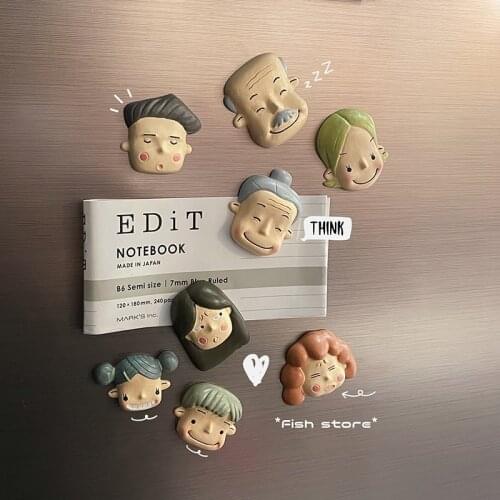 Happy Family Creative Resin Refrigerator Magnet Big Head Magnet Fridge Decoration Stickers