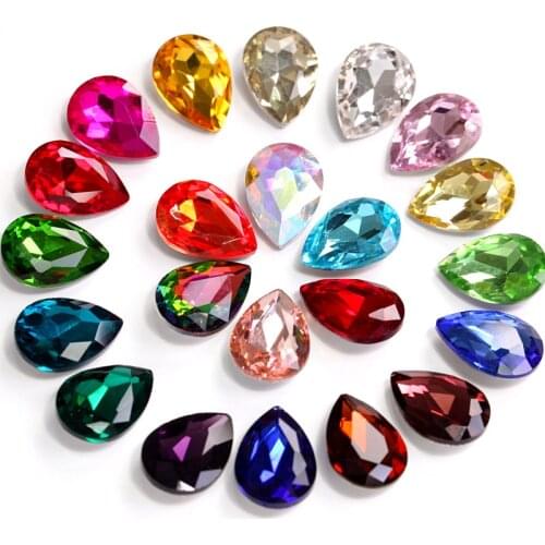 4 Sizes Teardrop Crystal AB Glass Strass Pointback Rhinestone Red Fancy Stone Round Need Glue on For Wedding Dress B1242