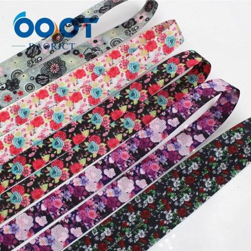 OOOT BAORJCT 175181 15mm 10yard Flower ribbons Thermal transfer Printed grosgrain Wedding Accessories DIY handmade material