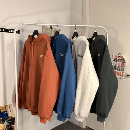In the spring of 2021,hooded mens sweater is loose and easy to wear, simple couples sweater is thickened with velvet