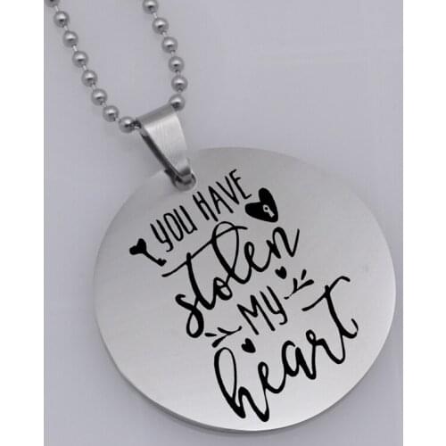 You have stolen my heart stainless steel jewelry family gift Customed picture necklaceN429