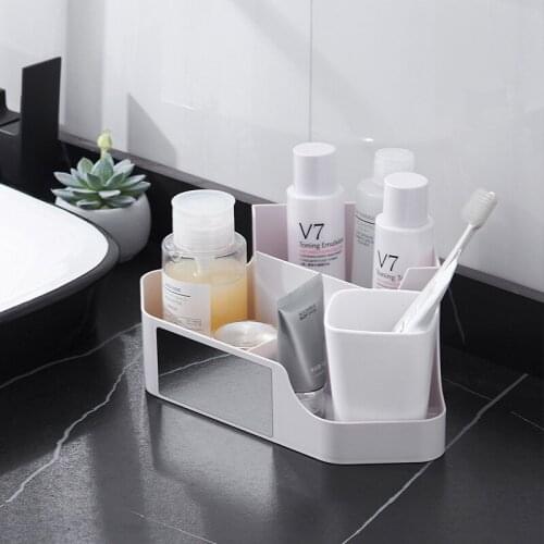 Cosmetic Storage Box With Mirror Sundrie Toiletries Makeup Container And Organizer Office Household Bathroom Storage Accessories