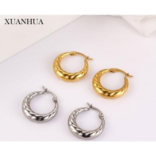XUANHUA Charms Small Hoop Earrings For Women Stainless Steel Jewelry Woman Accessories Fashion Jewelry Free Shipping