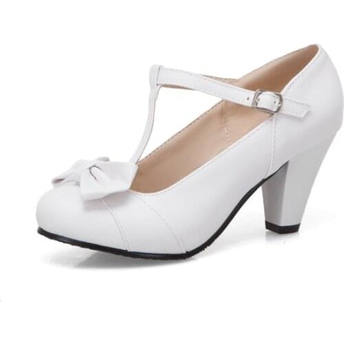 Big Size 11 12 13 14 15 16 17 ladies high heels women shoes woman pumps Butterfly-tied sandals with round head T-shaped buckles