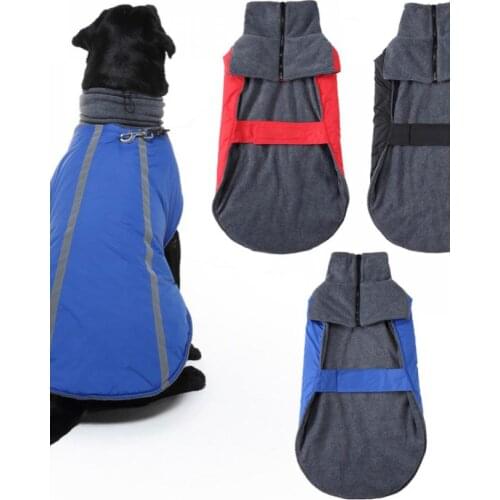 Pet Winter New Warm Reflective Waterproof Dog Clothes For Large Dogs Large Dog Jacket Thickened Fleece Pet Jacket Safety Design