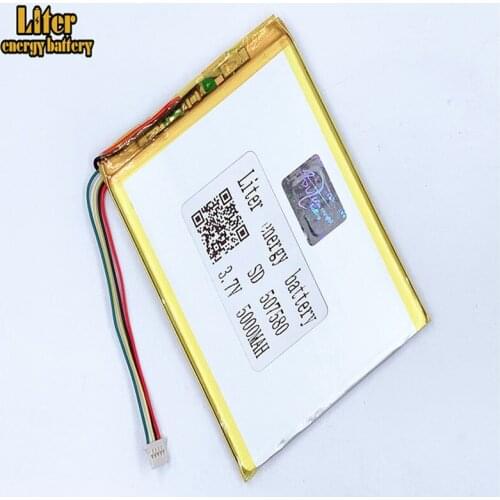 1.0MM 5pin connector 507580 5000mah 3.7V Rechargeable charging lithium polymer battery for Tablet PC Battery