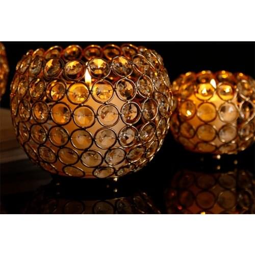 Romantic Crystal Candlestick Wedding Decor Props Tabletop Ornament Hollow Out Candle Holder