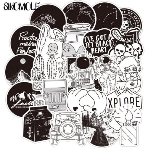 50PCS Black and White VSCO Girl Cartoon Sticker For Skateboard Laptop Suitcase Motorcycle Car Decal Toys Children Stickers F5