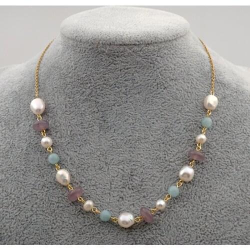 100% Natural Real Baroque Pearl Choker Necklace Women Wedding Jewelry Nature Stone Sweet Boho 42CM