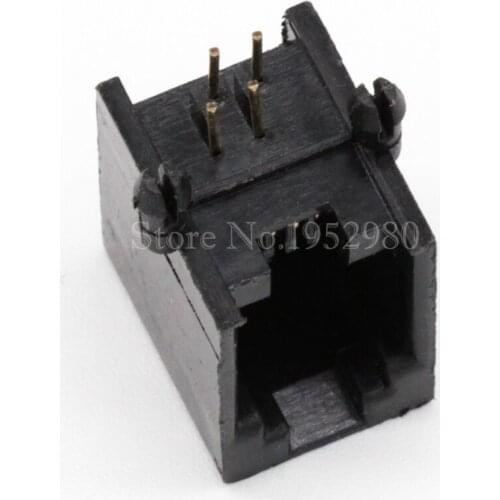 20PCS/LOT RJ12/RJ11 Phone Jack Socket 4P4C Glod 4 Pins / without Brim / Black