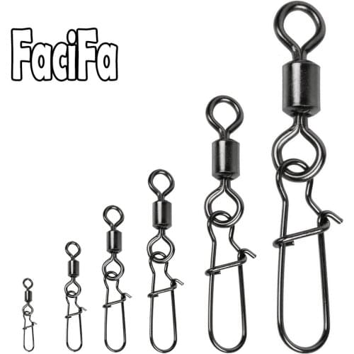 20 pcs pike fishing accessories Connector Pin Bearing Rolling Swivel Stainless Steel Snap Fishhook Lure Swivels Tackle