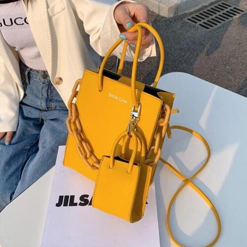 2021 Fashion Acrylic Chain Shoulder Bag Women Travel Crossbody Bags PU Leather Female Luxury Handbags Designer Sac A Main Femme