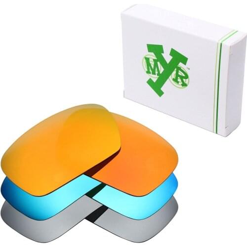 3 Pairs Mryok POLARIZED Replacement Lenses for Oakley Badman Sunglasses Ice Blue & Fire Red & Silver Titanium
