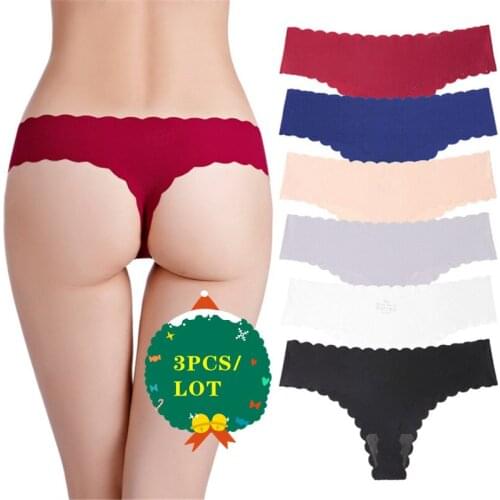 3Pcs/Lot Cotton Womens G-String Thong Panties String Underwear Seamless Women Briefs Sexy Lingerie Low-Rise Pants Intimate M L