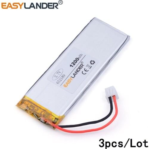 3pcs /Lot XHR-2P 2.54 652189 1200mAh 3.7v lithium Li ion polymer rechargeable battery sound driving record instrument scan code