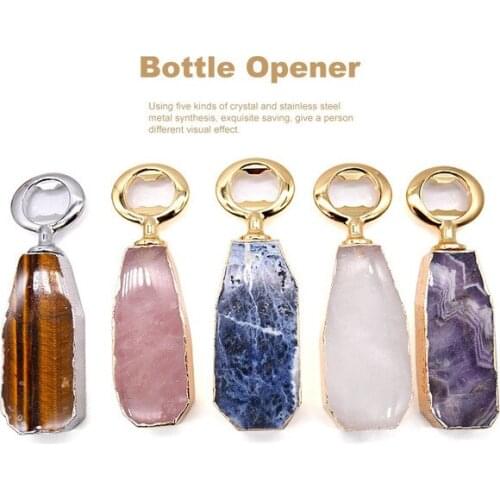 5 colour Natural Pink Crystal white Crystal Bottle Opener Modern Home Hotel Zinc Alloy Beer Bottle Opener Agate Portable Family