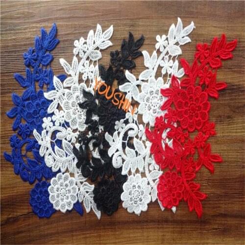 5Pair 5Colors Flower Floral Venice Venise Lace Applique Sewing Trims DIY Craft Applique 27X 14cm BD0180