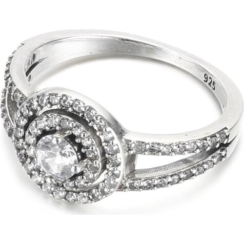 Authentic S925 Ring For Women Wedding Party Gift Sparkling Double Halo Ring Lady Girl anel