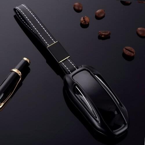 Car Remote Key Cover Protection Case Shell Keychain with Belt Aluminum Alloy Key Shell For Tesla Model X Car Styling Accessories