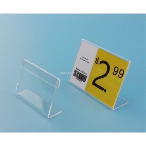 4*6CM 50 pcs L label holder acrylic label price tag card display frame stand label frame table desk sign stand label holder case