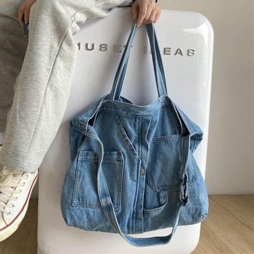 Denim Fashion Shoulder Bags Large Capacity Jeans Big Crossbody Bag for Women 2021 New Fashion Casual Travel Big Totes Handbags