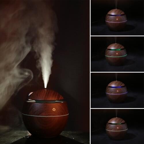 Electric Air Humidifier Essential Aroma Oil Diffuser Ultrasonic Wood Grain Humidifier USB Home Mini Mist Maker LED Light For