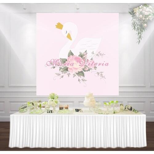 White Swan Backgrounds Baby Birthday Baby Shower Backdrops Elegant White Swan Pink Backgrounds Party Dessert Table Wallpapers
