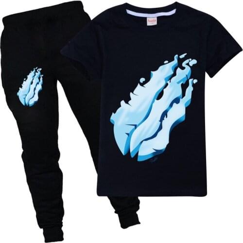 Summer childrens clothing Prestonplayz printed sports casual cotton T-shirt tops trousers boys and girls in the big boy suit