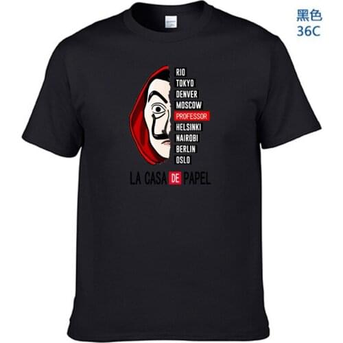La Casa De Papel Mens T Shirts Money Heist TV Men Short Sleeve Cotton Tshirts for Boys House of Paper T-Shirt Male Tops