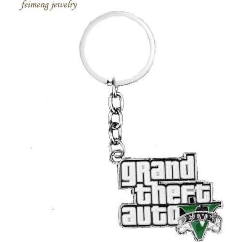 GTA 5 Games Logo Inspire Grand Theft Auto V Logo Key Chain Letter Jewelry For Men And Women Wholesale And Retail