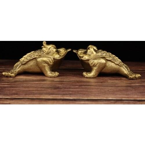 China brass three foot gold toad crafts statue A pair