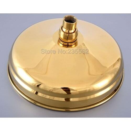8 Inch Round Rainfall Shower Head Rainfall Bathroom Top Sprayer Gold Color Brass Rain Showerhead Lsh268