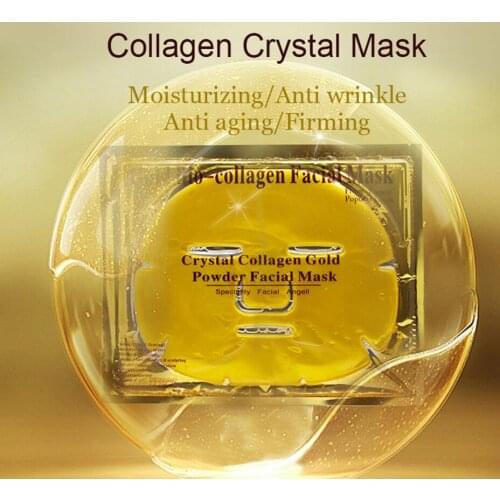 5PCS Gold Bio-Collagen Facial Mask Face Mask Crystal Gold Powder Moisturizing Anti-aging Depth Replenishment Oil Control Mask