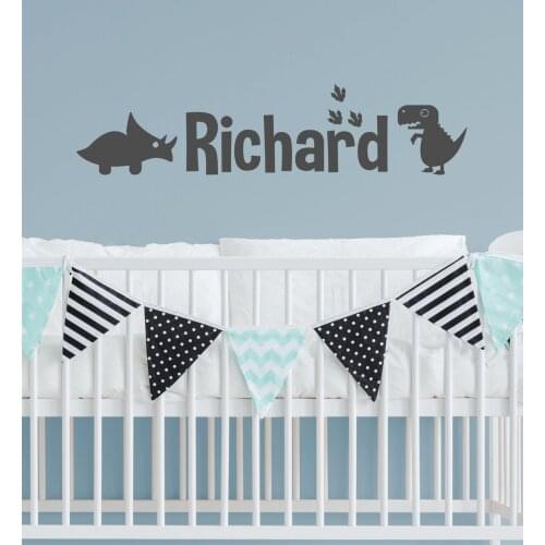 Cute dinosaur custom name wall sticker girl boy room bedside wall decal animal dinosaur kindergarten decoration wall sticker D20