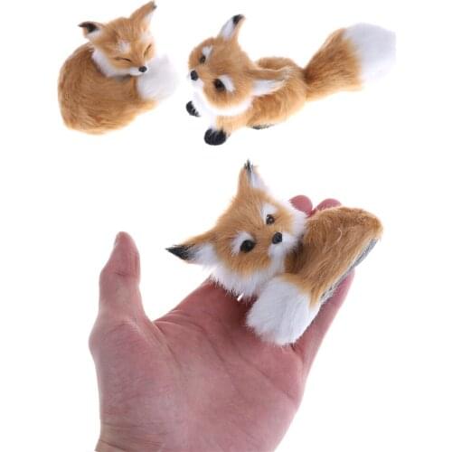 1Pcs Small Simulation Fox Toy Stuffed Plush Toys Mini Squatting Fox Model Home Decoration Wedding Birthday Gift