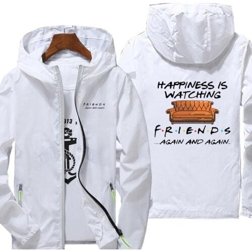 Fashion Friends jacket men windbreaker hoodie reflective zipper thin jacket unisex casual Sun protection jacket