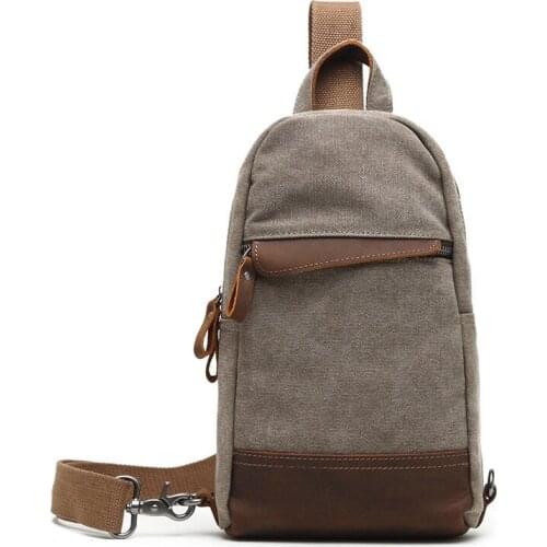 Retro Men Crossbody Bag Multifunction Waxed Canvas Chest Bag Anti-theft Outdoor Travel Male Shoulder Bag