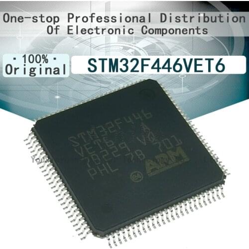 5/Pcs STM32F446VET6 New Original SMD LQFP-100 32-bit microcontroller Microcontroller IC chip 180MHz 512KB（512K x 8）Flash memory